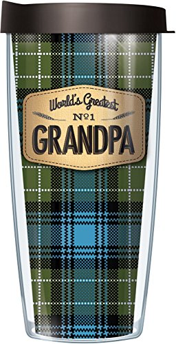Product Cover World's Greatest Grandpa On Blue Flannel 16 Oz Signature Tumbler with Blue Lid