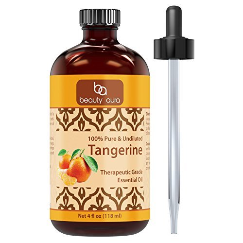 Product Cover Beauty Aura Tangerine Essential Oil - 4 Oz. Bottle - 100% Pure, Undiluted Therapeutic Grade Oils - Ideal for Aromatherapy & Diffusers
