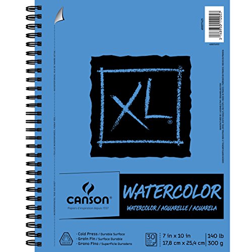Product Cover Canson XL Series Watercolor Textured Pad, Use with Paint Pencil Ink Charcoal Pastel and Acrylic, Side Wire Bound, 140 Pound, 7 x 10 Inch, 30 Sheets