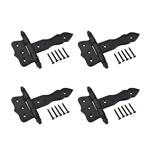 Product Cover Renovators Supply Manufacturing Wrought Iron Rustproof Cabinet Door/Gate Hinge Black 5 Inch Set of 4