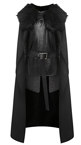 Product Cover 1stvital Jon Snow Knights Watch Cosplay Halloween Costume Cape Outfit Men's Large