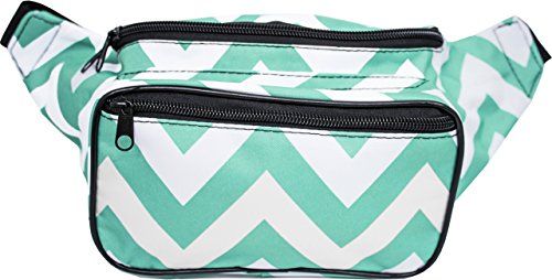 Product Cover SoJourner Fanny Pack Waist Bag - Chevron Festival Packs for men, women | Cute Fashion Belt Bum Bags (teal)