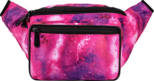 Product Cover SoJourner Galaxy Rave Fanny Pack - Packs for festival women, men | Cute Fashion Waist Bag Belt Bags (Pink & Purple)