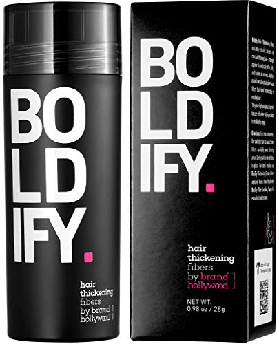 Product Cover BOLDIFY Hair Fibers for Thinning Hair (BLACK) 100% Undetectable Natural Fibers - Giant 28g Bottle - Completely Conceals Hair Loss in 15 Seconds - For Women & Men