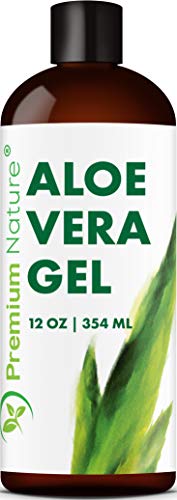 Product Cover Premium Nature,100% Organic Aloe Vera Gel for Face Body & Hair 12 oz Soothes & Rejuvenates Sun Burns Eczema, Insect Bites, Psoriasis, Rashes, Razor Bumps, Dry Skin