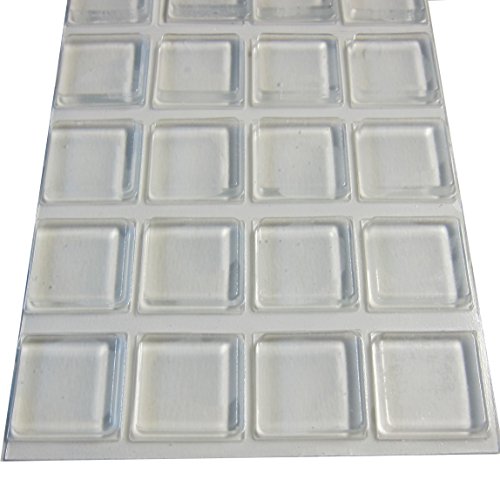 Product Cover Rubber Bumpers Self Adhesive Large - 20 Pack - Rubber Pads for Cutting Board Feet - 1 Inch Square Clear Rubber Bumper Pads