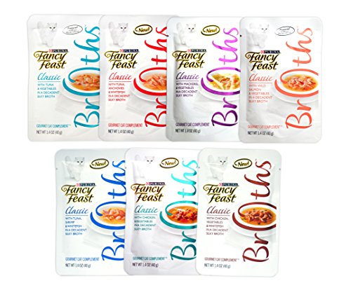 Product Cover Fancy Feast Gourmet Broths Variety Pack for Cats - 7 Classic Flavors, 1.4 Oz Each (14 Pack)