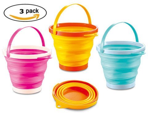 Product Cover ToyZeÂ® Foldable Pail Bucket Silicone Collapsible Bucket Multi Purpose 2 Liter, Half Gallon (Pack of 3)