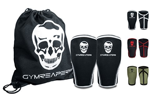 Product Cover Gymreapers Knee Sleeves (1 Pair) Free Gym Bag - Knee Sleeve & Compression Brace for Squats, Weightlifting, Cross Training and Powerlifting 7MM Sleeve Pair - for Men & Women - 1 Year Warranty