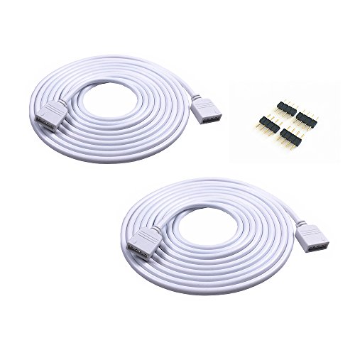 Product Cover 2PCS 5M 16.4ft 4 Color RGB Extension Cable LED Strip Connector Extension Cable Cord Wire 4 Pin LED Connector for SMD 5050 3528 2835 RGB LED Light Strip
