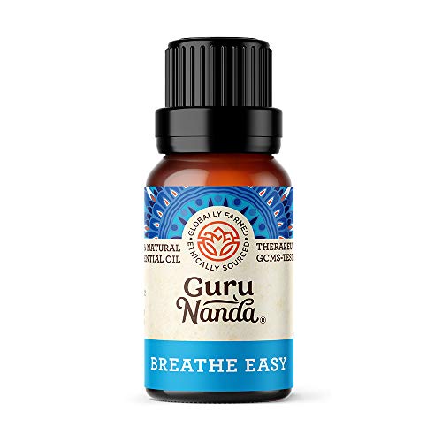 Product Cover GuruNanda Breathe Easy Essential Oil Blend - for Congestion - Eucalyptus - Peppermint - Basil - Rosemary - Tea Tree - Natural Essential Oils for Aromatherapy Diffusers - Pure Therapeutic Grade 15ml