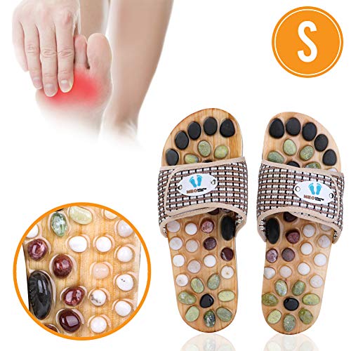 Product Cover Acupressure Massage Slippers with Earth Stone, Therapeutic Reflexology Sandals for Foot Acupoint Massage Shiatsu Arch Pain Relief, Fit Women 6-7 Feet Size