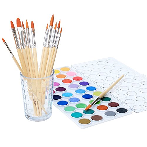 Product Cover Watercolor Artist Set, 36 Colors, Includes a Variety of 12 Quality Brushes, Everything You Need to Get Started! Brushes Works Great for Watercolor and Acrylic (Watercolor Pan)