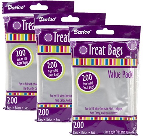 Product Cover Darice 28-001V 3-Inch-by- 4-3/4-Inch Clear Treat Bag 200-Pieces (3)