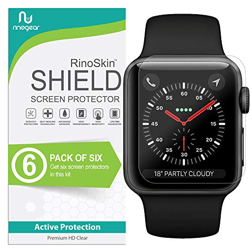 Product Cover (6-Pack) Apple Watch 42mm Screen Protector (Series 3 2 1) RinoGear Case Friendly iWatch Screen Protector for Apple Watch Series 3 42mm Accessory Clear Film
