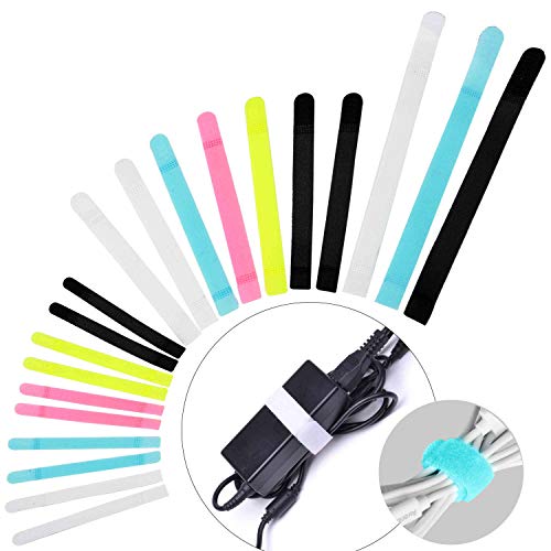 Product Cover Avantree Pack of 50 Reusable Cord Organizer Keeper Holder, Fastening Cable Ties Straps for Earbud Headphones Phones Wire wrap Management, Assorted 3 Size and 5 Color