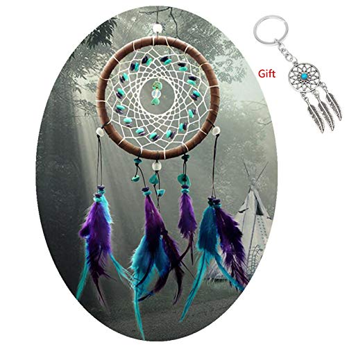 Product Cover AWAYTR Feathers Dream Catcher Gift Wall Decorations Bedroom Hanging Decor Home Ornament (Turquoise Stone Feather Dream Catcher)