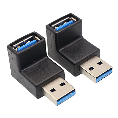 Product Cover JX2 VCZHS USB3.0 AM to AF L Shape Converter Adapter USB 3.0 A Male to A Female 90 Degree Angle Plug, Pack of 2