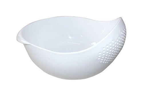 Product Cover Japanese Design 2.1Qt (2L) Rice Washer Strainer Colanders for Vegetable, Bean, Fruit, Pasta (Small, White)
