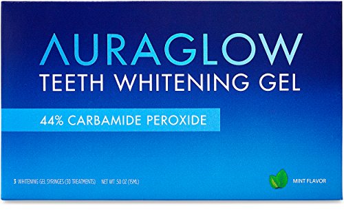 Product Cover AuraGlow Teeth Whitening Gel Syringe Refill Pack, 44% Carbamide Peroxide, (3X) 5ml Syringes