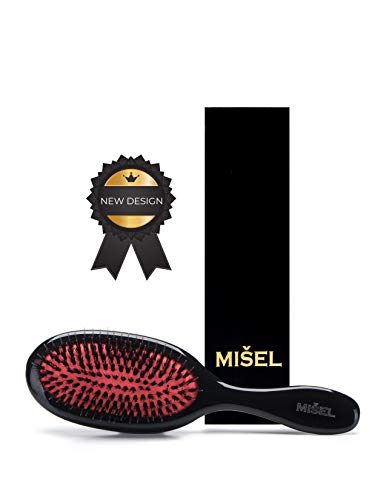 Product Cover Professional Detangling Hair Brush made with the Highest Quality Boar Bristles and Nylon to gently glide through your hair. Used by Salons. Great for Extensions. Made by MISEL