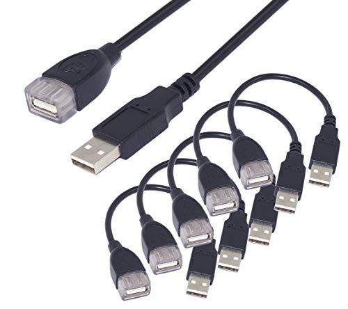 Product Cover 5 Pack (15cm - 6inch) Adjustable Flexible USB 2.0 Male to Female Extension Plug / Socket Adapter Cable - Worlds Shortest USB 2.0 Extension Cable