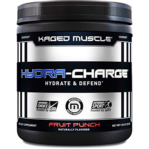 Product Cover KAGED MUSCLE - Hydra Charge Premium Electrolyte - 60 Servings - Hydrate Faster - Fruit Punch Flavor - Mixes Perfectly with Pre-Intra and Post -Workout Stacks - Tastes Great