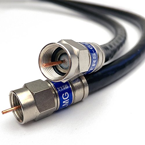 Product Cover 100ft QUAD SHIELD SOLID COPPER 3GHZ RG-6 Coaxial Cable 75 Ohm DIRECTV Satellite TV or Broadband Internet ANTI CORROSION BRASS CONNECTOR RG6 Fittings Assembled in USA by PHAT SATELLITE INTL
