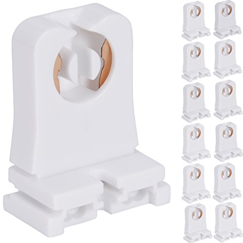 Product Cover Non-shunted Turn Type T8 Lamp Holder JACKYLED 12-Pack UL Socket Tombstone for LED Fluorescent Tube Replacements Medium Bi-pin Socket for Programmed Start Ballasts
