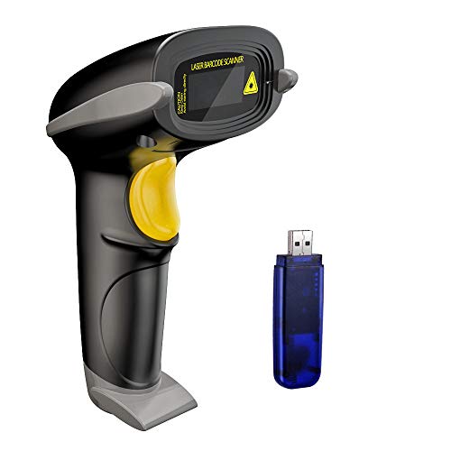 Product Cover NADAMOO Wireless Barcode Scanner 328 Feet Transmission Distance USB Cordless 1D Laser Automatic Barcode Reader Handhold Bar Code Scanner with USB Receiver for Store, Supermarket, Warehouse