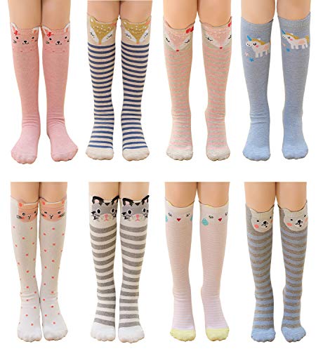 Product Cover Gellwhu Girls Socks Knee High Socks Cotton Over Calf Long Boot Socks Gifts for Girls Teens Kids