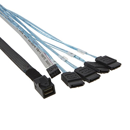 Product Cover CableCreation Internal HD Mini SAS (SFF-8643 Host) to 4x SATA (Target) Cable, with Dupont 2.5 2*4Pin Power Cable, 1 M