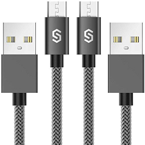 Product Cover Micro USB Cable Android Charger - Syncwire [2-Pack 3.3ft] Super-Durable Nylon Braided Fast Sync&Charging Cord for Samsung Galaxy S7 Edge/S7/S6, HTC, LG, Sony, Xbox One, PS4 & More - Space Grey