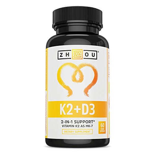 Product Cover Zhou Nutrition Vitamin K2 (Mk7) With D3 Supplement - 5000 Iu Of Vitamin D3 & 90 Mcg Of Vitamin K2 Mk-7 - 60 Vegetable Caps