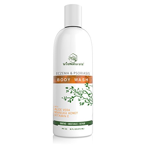 Product Cover Wild Naturals Eczema Body Wash : With Manuka Honey + Aloe Vera, for Sensitive Skin, Unscented Antibacterial Anti Itch Healing Psoriasis Soap, Dry Skin Relief, Antifungal Moisturizing and Sulfate Free