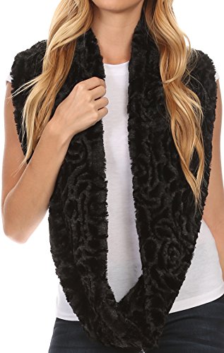 Product Cover Sakkas Mellah Long Wide Soft Fuzzy Furry Fur Infinity Fall Winter Wrap Scarf