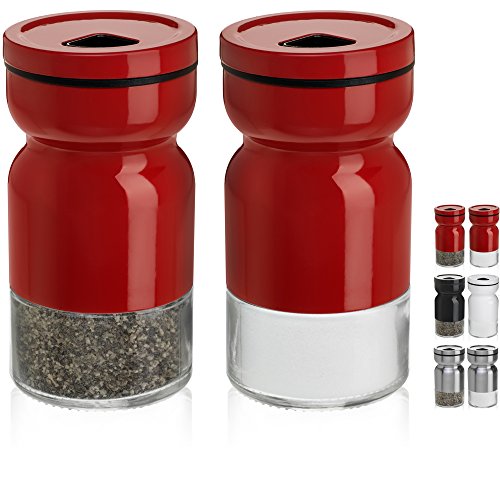 Product Cover CHEFVANTAGE Salt and Pepper Shakers Set with Adjustable Pour Holes - Red