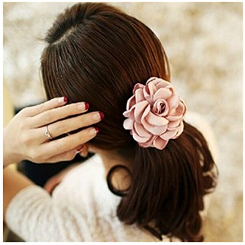 Product Cover Lovef Jewelry Women Girl 6pcs（mixed Color) Cloth Rose Flower Design Ponytail Holders Hair Tie Assorted Rope Rubber Bands Accessories