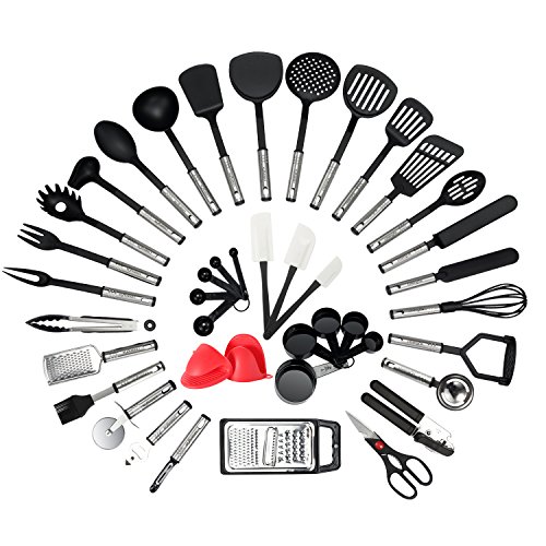 Product Cover NEXGADGET Kitchen Utensil Set - 42-Piece Cooking Utensils - Nylon and Stainless Steel Utensil set - Nonstick Kitchen Utensils Spatula Set - Complete Cooking Tool set - Best Kitchen Gadgets for Gift