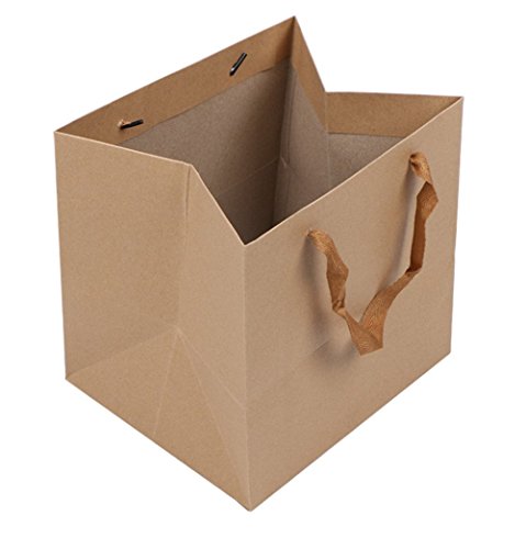 Product Cover LeeDragon Brown Kraft Paper Gift Shopping Handle Bags for Package 13x13x13inch