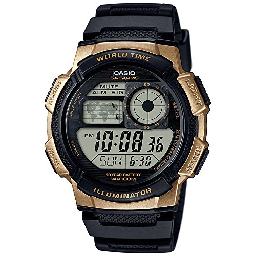 Product Cover Casio Men's '10 Year Battery' Quartz Stainless Steel and Resin Watch, Color:Black (Model: AE-1000W-1A3VCF)