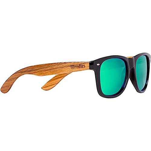Product Cover Woodies Zebra Wood Sunglasses with Mirror Polarized Lens for Men and Women (Green)