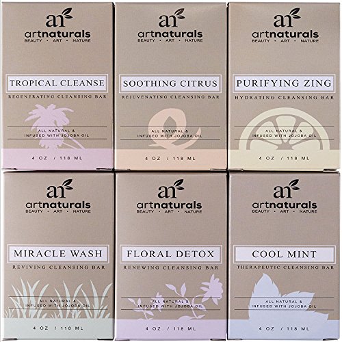 Product Cover ArtNaturals Natural Soap Bar Gift Set - (6 x 4 Oz / 113g) - Infused with Jojoba Oil - for All Skin Types - Body and Face - Tea Tree, Lavender, Eucalyptus, Lemon, Grapefruit and Orange - Men and Women