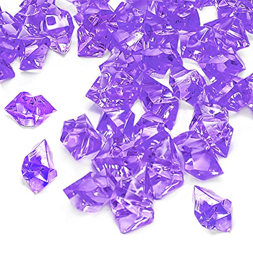 Product Cover Purple Fake Crushed Ice Rocks, 150 PCS Fake Diamonds Plastic Ice Cubes Acrylic Clear Ice Rock Diamond Crystals Fake Ice Cubes Gems for Home Decoration Wedding Display Vase Fillers by DomeStar