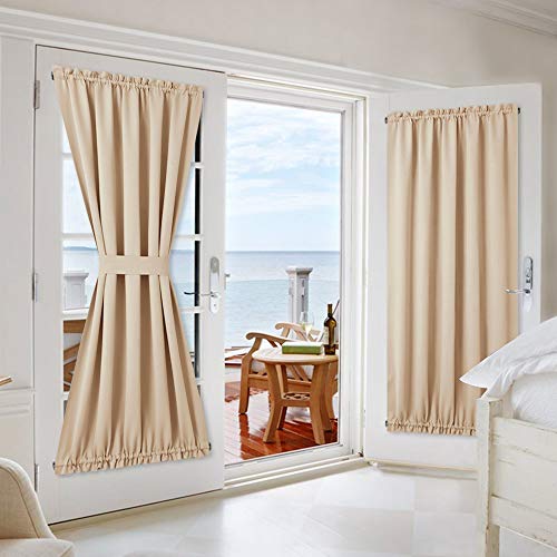 Product Cover NICETOWN Door Curtain Window Panel - Room Darkening Window Treatment French/Sliding/Patio Door Blind Drapery for Privacy (1 Panel, 54 inches Wide x 72 inches Long, Biscotti Beige)