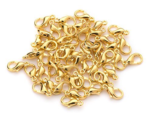 Product Cover 100 Lobster Clasps (12x6) Gold Plated Lobster Claw clasps Jewelry Making Findings Lead & Nickel Free