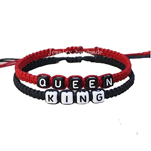 Product Cover Morenitor Couple Bracelets, Handmade You are My Queen My King Key and Lock Braided Bracelet Beads with Rope Jewelry Set Gifts for Couples