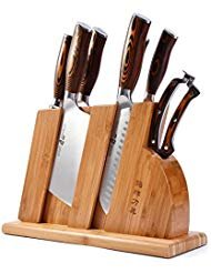 Product Cover TUO Cutlery Knife Set with Wooden Block, Honing Steel and Shears-Forged HC German Steel X50CrMoV15 with Pakkawood Handle - Fiery Series 8pcs Knives Set