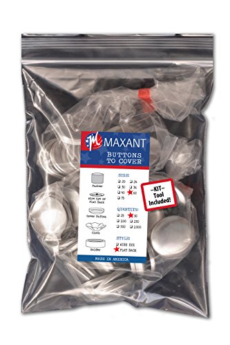 Product Cover 50 Buttons to Cover - Made in USA - Self Cover Buttons with flat backs size 60 with Tool
