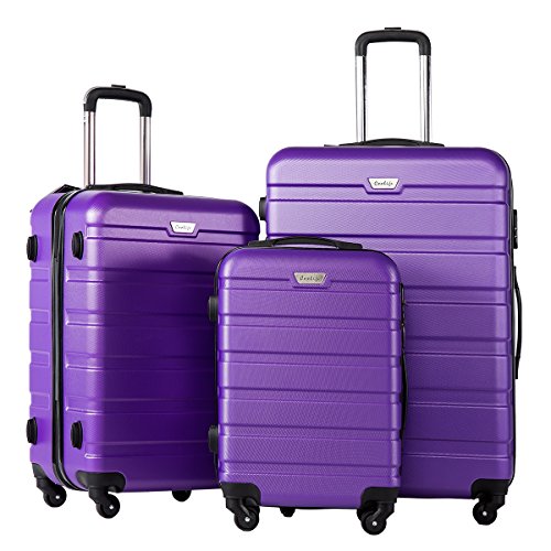 Product Cover Coolife Luggage 3 Piece Set Suitcase Spinner Hardshell Lightweight TSA Lock 4 Piece Set